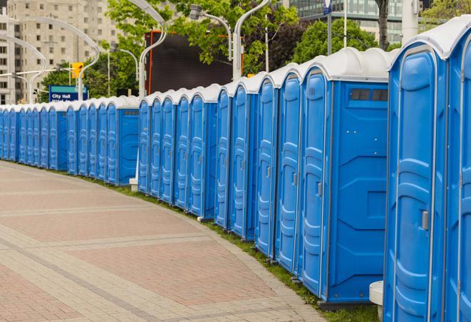 hygienic portable restrooms lined up at a beach party, ensuring guests have access to the necessary facilities while enjoying the sun and sand in Buchanan GA